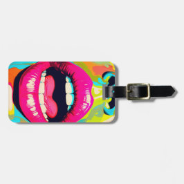 Etiqueta De Bagagem Lábios pop Art Girl