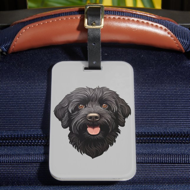 Etiqueta De Bagagem Labradoodle Black Dog (Frente Insitu 2)