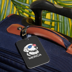 Etiqueta De Bagagem Labrador Patriótico Bandeira Americana Quatro de J