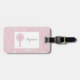 Etiqueta De Bagagem Lace Girl Baptism Rosa