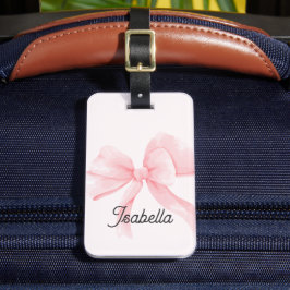 Etiqueta De Bagagem Laço Rosa Coquete Personalizado para Menina