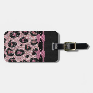 Etiqueta De Bagagem Laços de Fita Estampa de Leopardo Rosa RAB Rockabi