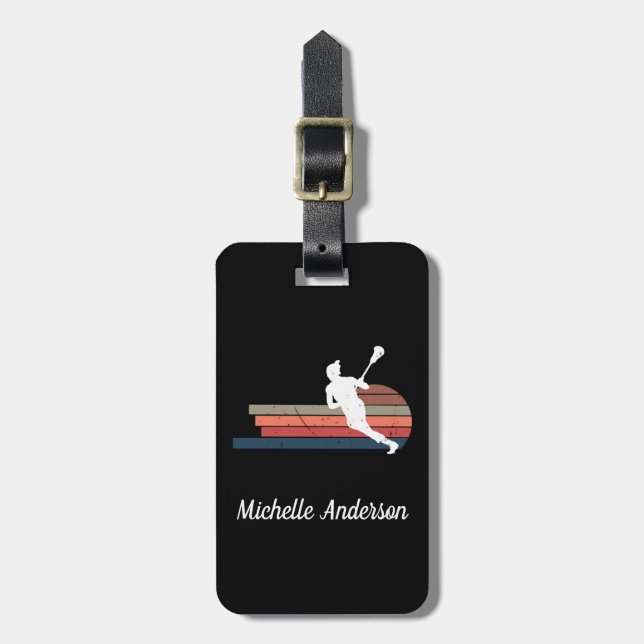 Etiqueta De Bagagem Lacrosse personalizada (Frente Vertical)