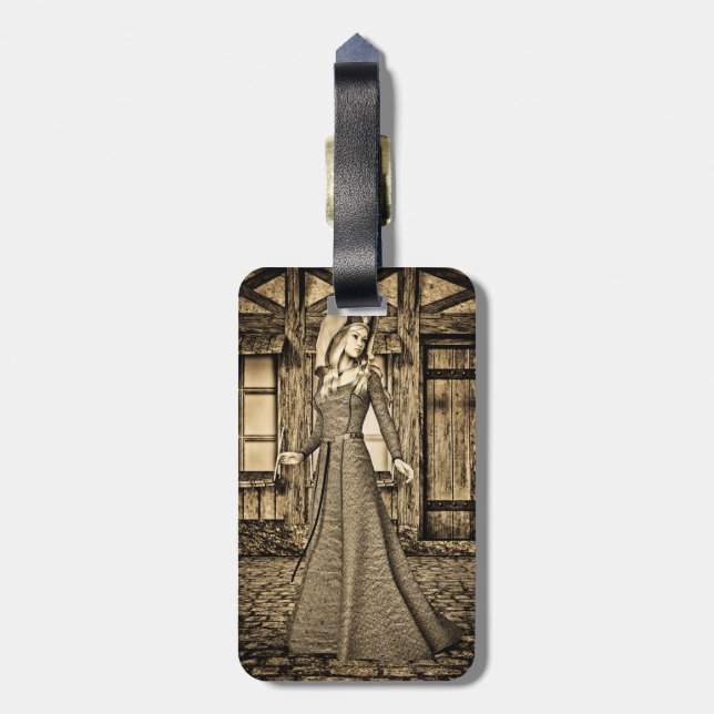 Etiqueta De Bagagem Lady Medieval (Traseira Vertical)