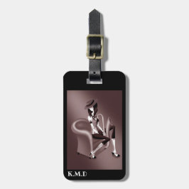 Etiqueta De Bagagem Lady Saxofonista com Vintage Jazz Flair