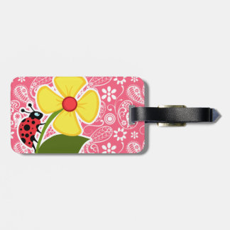 Etiqueta De Bagagem Ladybug bonito em Paisley Rosa-Rosa-Rosa-Rosa; Flo
