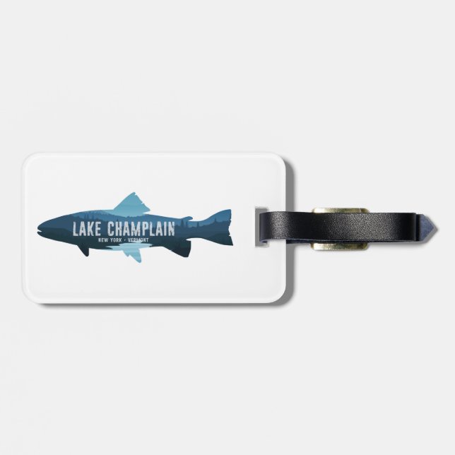 Etiqueta De Bagagem Lago Champlain Nova York Vermont Peixe (Traseira Horizontal)