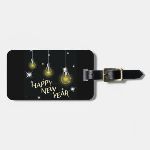 Etiqueta De Bagagem Lâmpadas Modernas Glowing Feliz Ano Novo