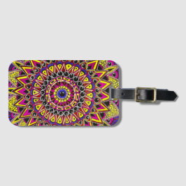 Etiqueta De Bagagem Lápis de Cor Roxo Amarelo Mandala