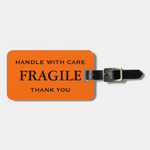 Etiqueta De Bagagem Laranja Black Fragile Handle com Cuidado Obrigado