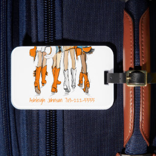 Etiqueta De Bagagem Laranja Branco Personalizado Cowgirl do Tennessee