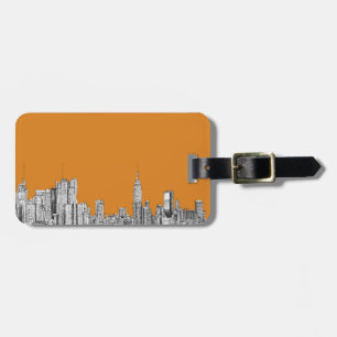 Etiqueta De Bagagem Laranja da skyline de New York