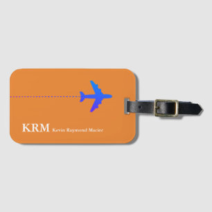Etiqueta De Bagagem laranja de avião viagem personalizado