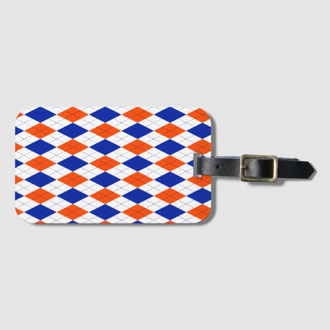 Etiqueta De Bagagem Laranja e Blue Diamond Argyle (Frente Horizontal)