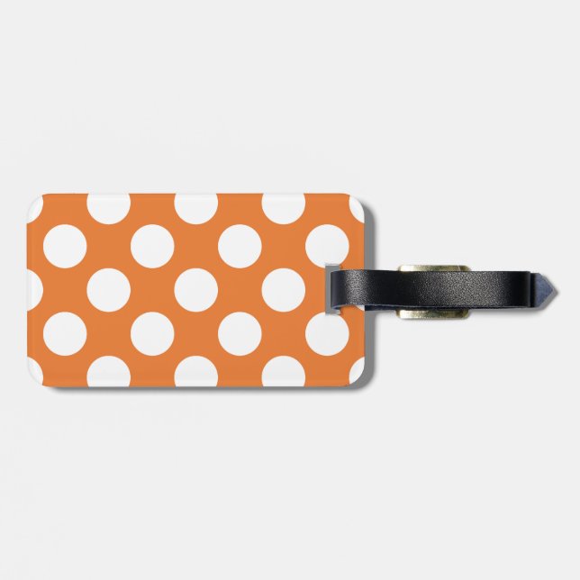 Etiqueta De Bagagem Laranja e Branco de Bolinhas (Traseira Horizontal)