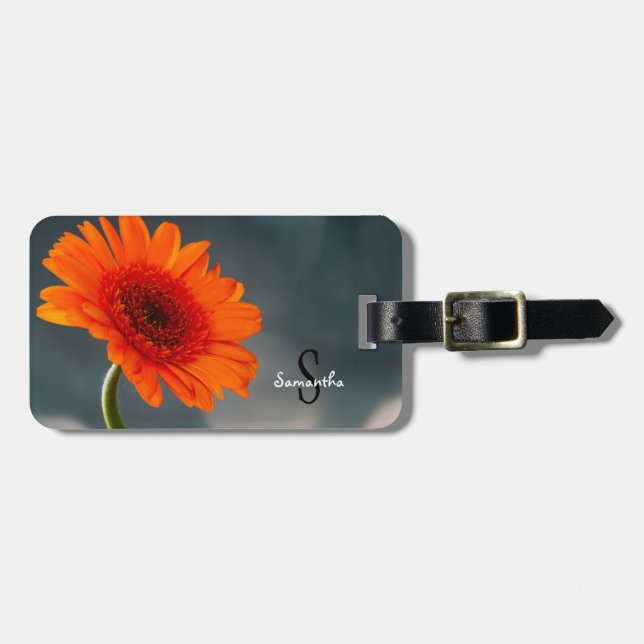 Etiqueta De Bagagem Laranja Gerbera Bagagem (Frente Horizontal)