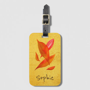 Etiqueta De Bagagem Laranja Outono Queda Folha sazonal