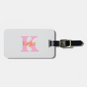 Etiqueta De Bagagem Laranja Rosa Luz Cinza Cinza Cor Personalizada Leg