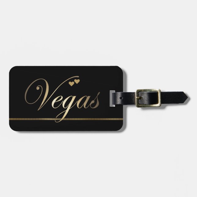 Etiqueta De Bagagem Las Vegas é Dourada (Frente Horizontal)