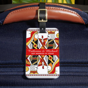 Etiqueta De Bagagem Las Vegas Jogando Cartaz King & Queen Weds