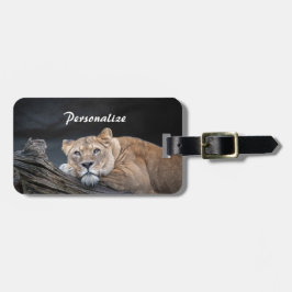 Etiqueta De Bagagem Leão feminino descendo na selva personaliza Viagem