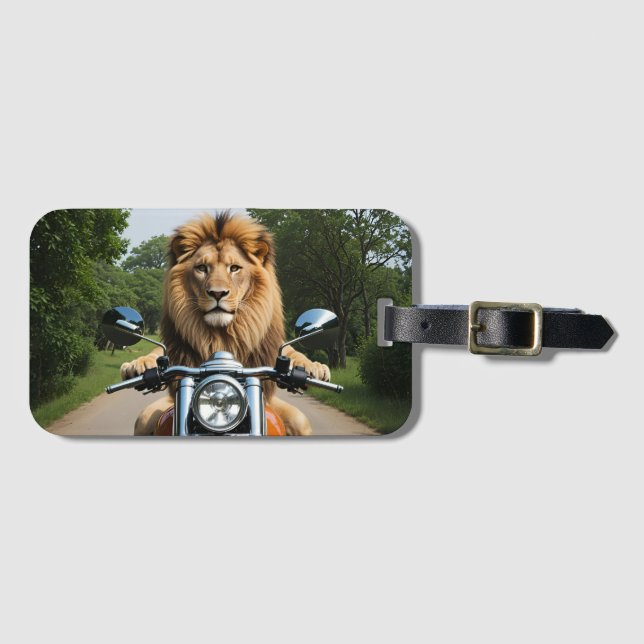 Etiqueta De Bagagem Leão na moto (Frente Horizontal)