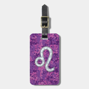 Etiqueta De Bagagem Leão - Sinal na Camuflagem Digital Fúchsia Rosa