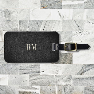Etiqueta De Bagagem Legal endereço do monograma preto Elegante moderno