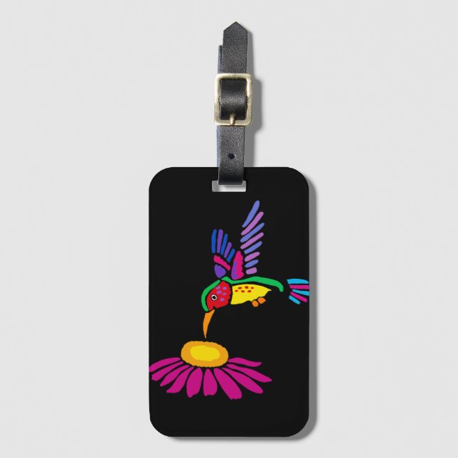 Etiqueta De Bagagem Legal Hummingbird e Coneflower Floral Art (Frente Vertical)