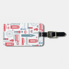 Etiqueta De Bagagem Legal padrão de ilustrações da Trendy Vintage Lond