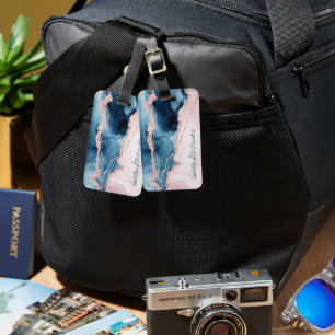 Etiqueta De Bagagem Legenda Mística Monograma de Agatos de Pêssego R