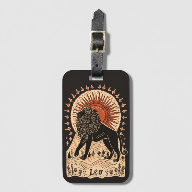 Etiqueta de Bagagem Leo Celestial Zodiac Art (Frente Vertical)