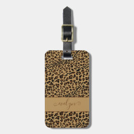Etiqueta De Bagagem Leopard Animal Print Brown Elegante Nome