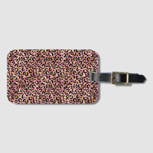 Etiqueta De Bagagem Leopard Series Design 15 rosa e Dourado