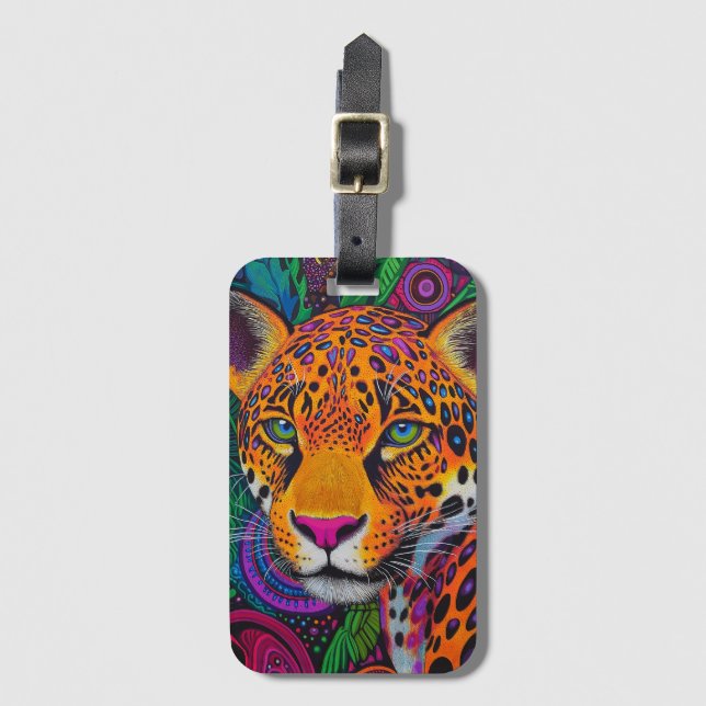 Etiqueta De Bagagem Leopardo Luminoso  (Frente Vertical)