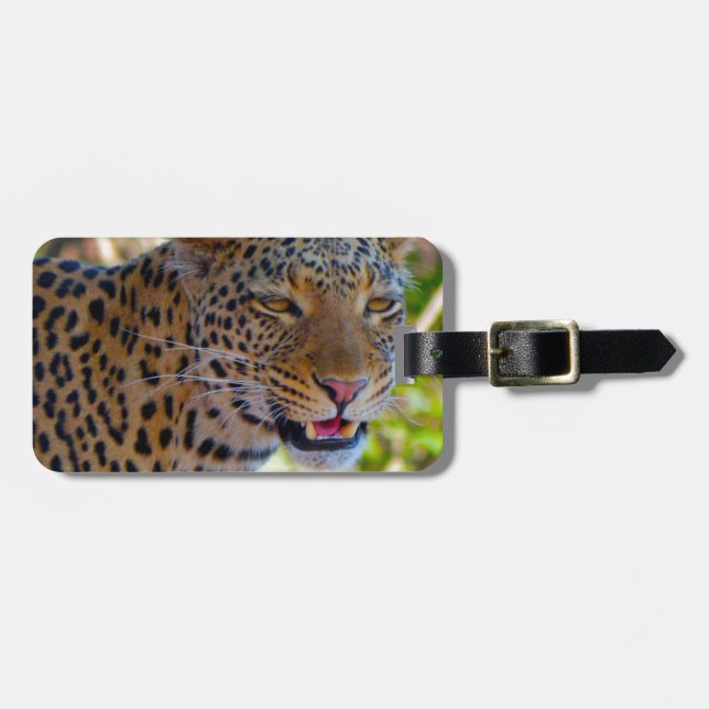 Etiqueta De Bagagem Leopardo Manchado (Frente Horizontal)