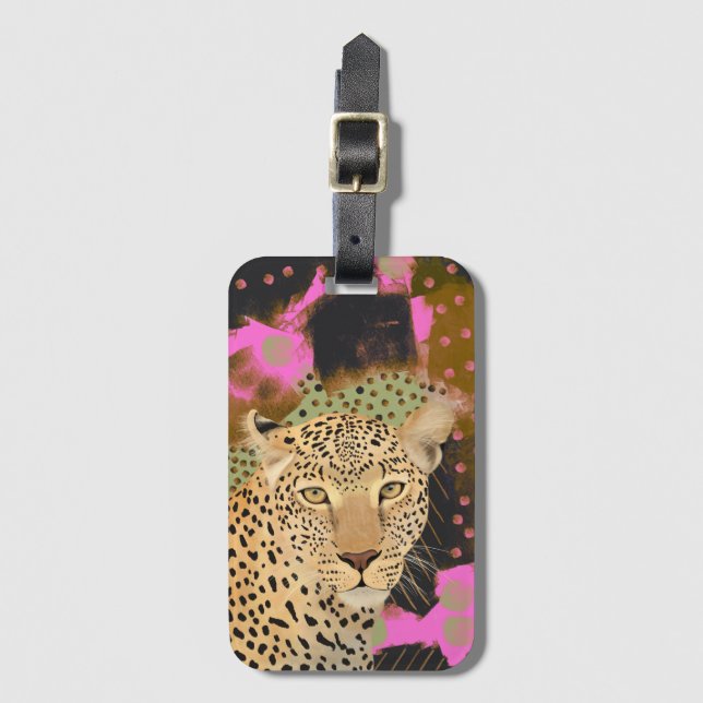 Etiqueta De Bagagem Leopardo Mesmerizado (Frente Vertical)