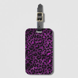 Etiqueta De Bagagem Leopardo roxo e Dourado Design 3