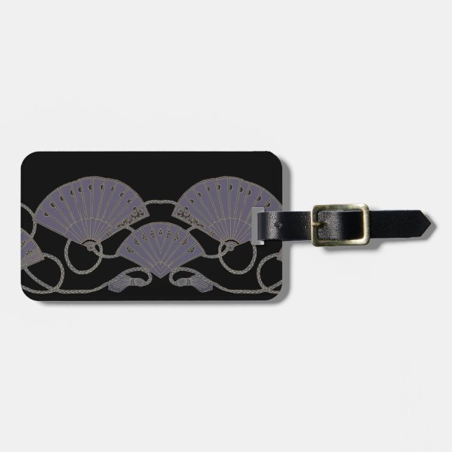Etiqueta De Bagagem Leque Roxo Elegante (Frente Horizontal)