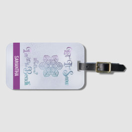 Etiqueta De Bagagem Let it Snow–Funny Christmas Beach Purple