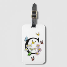 Letra C Borboleta Floral Monograma inicial