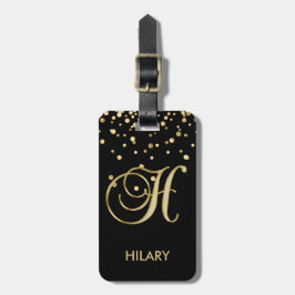 Etiqueta De Bagagem Letra Dourado preta elegante "H" do monograma com