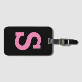 Etiqueta De Bagagem Letra inicial Mínima Moderna Chic Black e Pink