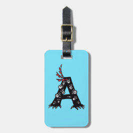 Etiqueta De Bagagem Letra Inicial Um Monstro Engraçado Para Crianças