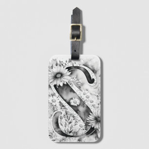 Etiqueta De Bagagem Letra Personalizada S Daisy Floral Watercolor