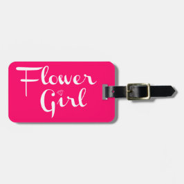 Etiqueta De Bagagem Letra Retron Script White da Menina Flor em Rosa Q