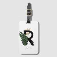 Letra Tropical Palm Leaf R Monogram Bridesmaid