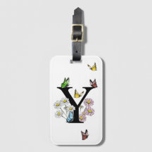 Letra Y Borboleta Floral Monograma inicial