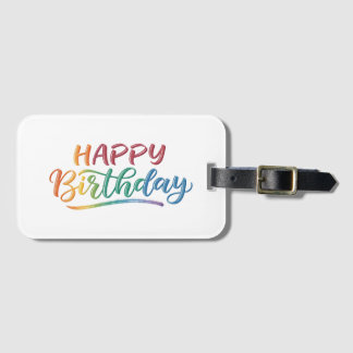 Etiqueta De Bagagem Letras de Aniversário Feliz Coloridas para Celebra