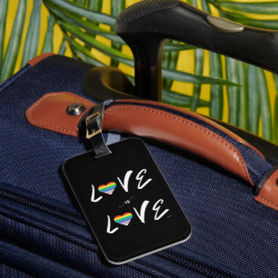 Etiqueta De Bagagem LGBTQIA Love is LOVE, Rainbow Heart Pride